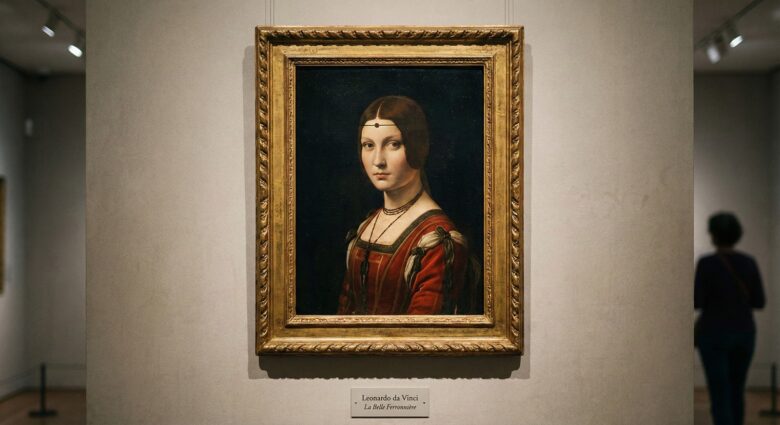 A close look at the painting revealing true La Belle Ferronniere facts.