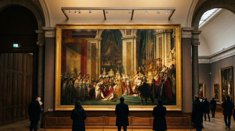 Jacques-Louis David’s massive painting of The Coronation of Napoleon in the Louvre.